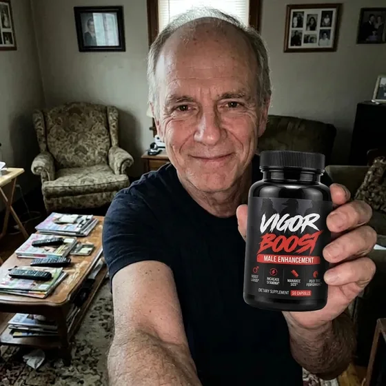 A VigorBoost&reg; customer holding the bottle