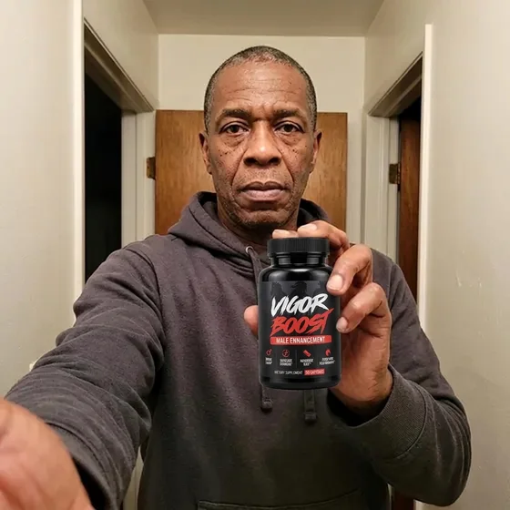 A VigorBoost&reg; customer holding the bottle